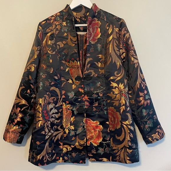 SOFT SURROUNDINGS Moon Dynasty Satin Brocade Kimono Jacket - Size Large - Picture 2 of 13